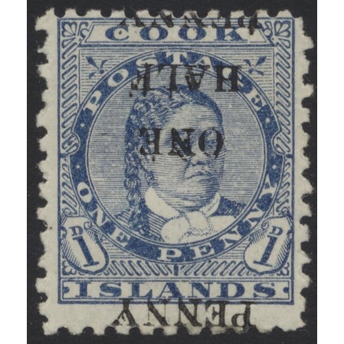 150 - Cook Is. 1899 ½d on 1d blue o.g. with ‘Surch inverted’. A nice example of this scarce error with B.P... 