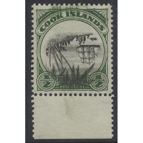 176 - Cook Is. 1932 ½d bottom marg with var “centre inv” very fine M. Frame smeared as normal. (SG 99 var)... 