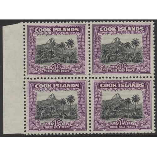 190 - Cook Is. 1940 3d on 1½d without surcharge, an unused marginal block of 4, fine, without gum as norma... 