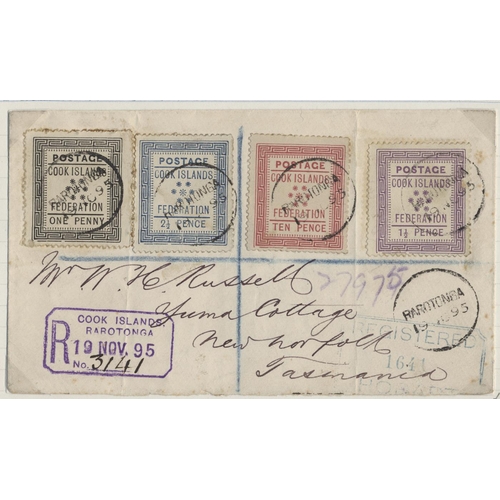 203 - Cook Is. Useful range of early covers (11 and 2 pieces), 1895-1924, with 1895 reg cover to Tasmania ... 