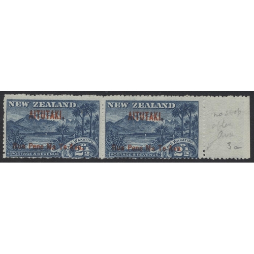 218 - Cook Is. Aitutaki. A mint and FU run-through coln in 4 vols from 1903 vals to 2½d (4, 2 FU, 2 in hor... 