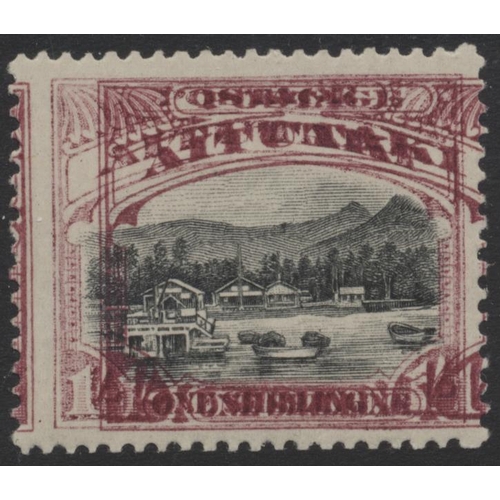 223 - Cook Is. Aitutaki. 1920 1/- mint with error 'Frame Doubly Printed'. A scarce and striking variety. (... 