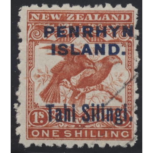 227 - Penrhyn. 1903 presentation set of 6 vals to 1/-, each with parallel bars at lower right, done for 