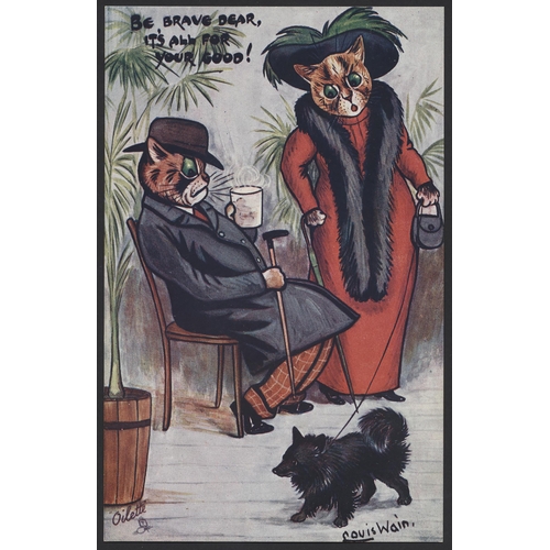 119 - Artists. Louis Wain. Tuck pub. 'Taking the Harrogate Waters' series 1 (5) (see photo), series II (4)... 