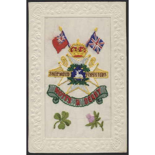 153 - Silks. Misc. coln. of embroidered silks generally in good cond. Regiments incl. King's Royal Rifle C... 