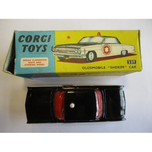 259 - Corgi. Boxed range with Monte-Carlo Citroen DS 19 No 323, Thunderbird Sports No 215S, Sheriff's Olds... 