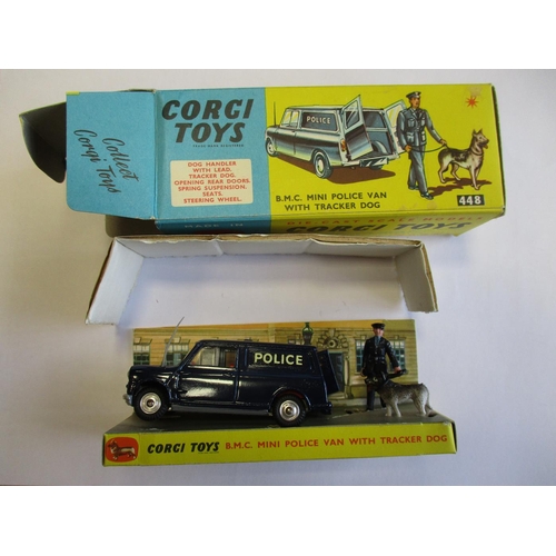 261 - Corgi. Boxed range with Police Mini Van No 448 with Policeman & dog, Rover 2000 TC No 275 white, Lot... 