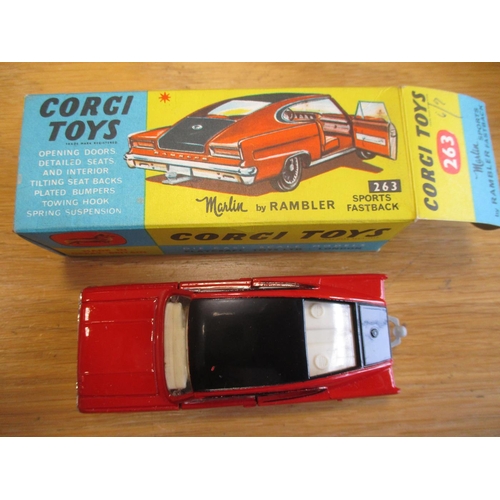 265 - Corgi. Boxed range with Nos 217, 231, 234 (this poor), 245, 263, 314, 324, 1126 and 1502, mainly goo... 