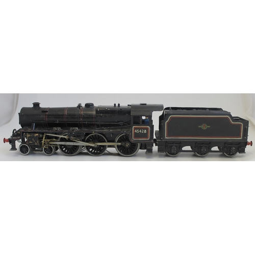 292 - Unboxed 4-6-0 BR black No.45428 O gauge locomotive and tender, very good plus. (See photo) (T)