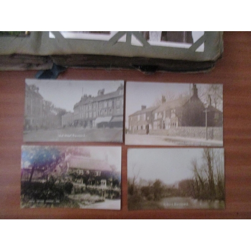 68 - Misc. coln. in old album and loose with better topo. cards noted of Ashover, Blandford, Grindleford,... 