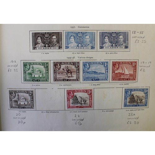 73 - BC KGVI-QEII M/UM misc coln in 2 vols (incl damaged SG KGVI album) and on leaves. Noting KUT range w... 