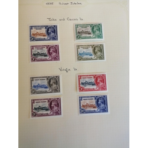 133 - 1935 Silver Jubilee. Complete less Egypt, mounted mint condition. Tidily presented  in SG Simplex al... 