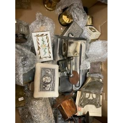 145 - Accessories. Range of stamp boxes and other various ephemera. Unsorted and needs viewing. (2B)