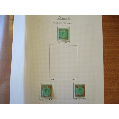153 - Bermuda. KGVI 1938-53 M Perf and colour varieties coln on leaves, incl 2/- (x6) incl P14 deep reddis... 