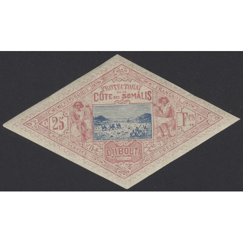 238 - French Somali Coast. 1894-1902 Quadrille paper imperf full vals to 50f. M. Very rare set. (See photo... 