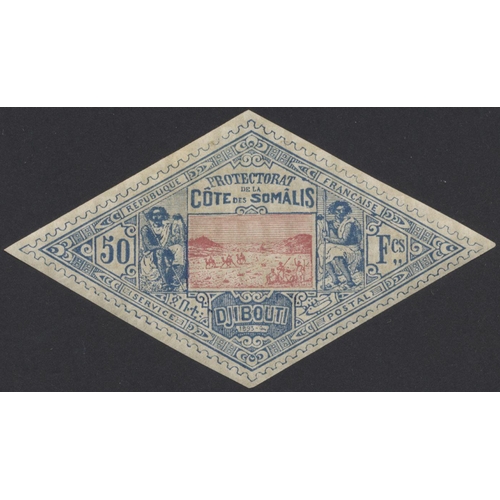 238 - French Somali Coast. 1894-1902 Quadrille paper imperf full vals to 50f. M. Very rare set. (See photo... 