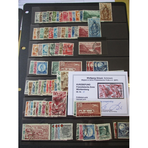 255 - Germany. French Zone. A fine used coln on stockpages incl 1945-6 set, Baden 1948-9 set, 1949 Rebuild... 