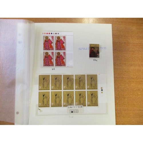 372 - QEII UM/M range on stock card with a range of errors, varieties, multiples, incl 1959 2½d light red-... 