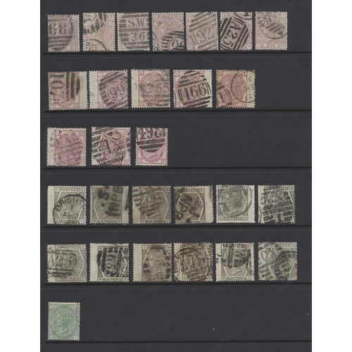 346 - Surface-Printed issues used range on stockleaves, incl 1855-65 vals to 1/- green, 1867-3 vals to 1/-... 