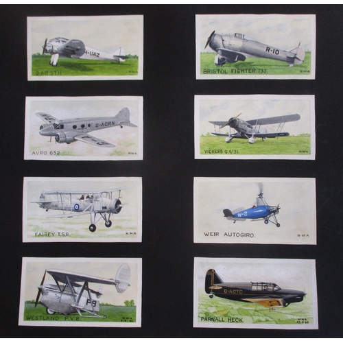 111 - Collection of 217 watercolour painted miniature aircraft by H.M. Absolon in album, mostly painted be... 