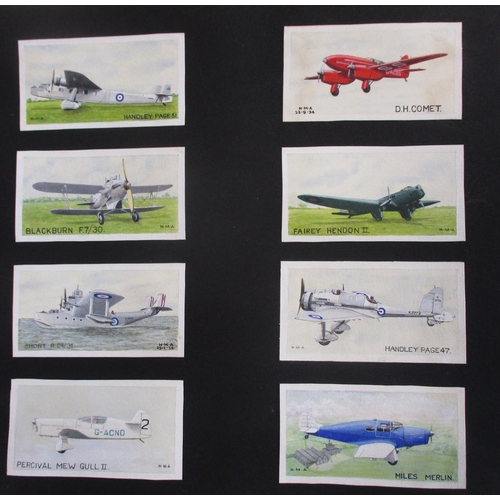 111 - Collection of 217 watercolour painted miniature aircraft by H.M. Absolon in album, mostly painted be... 