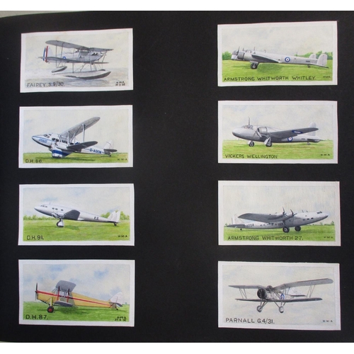 111 - Collection of 217 watercolour painted miniature aircraft by H.M. Absolon in album, mostly painted be... 