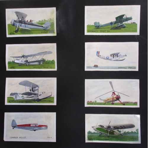 111 - Collection of 217 watercolour painted miniature aircraft by H.M. Absolon in album, mostly painted be... 