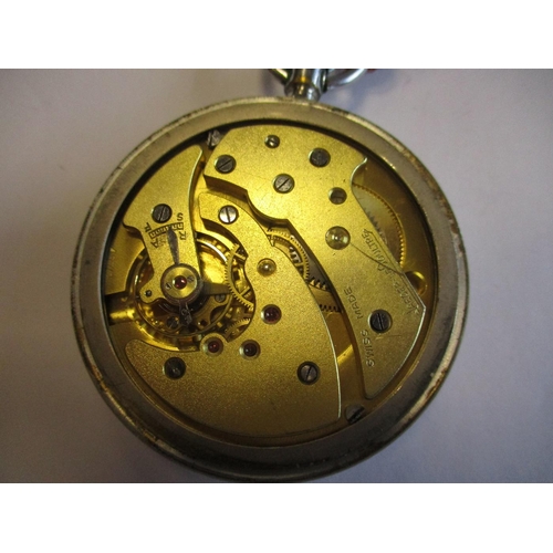 116 - Jaeger-Le-Coultre military issue pocket watch, white dial with black numerals, second dial, reverse ... 