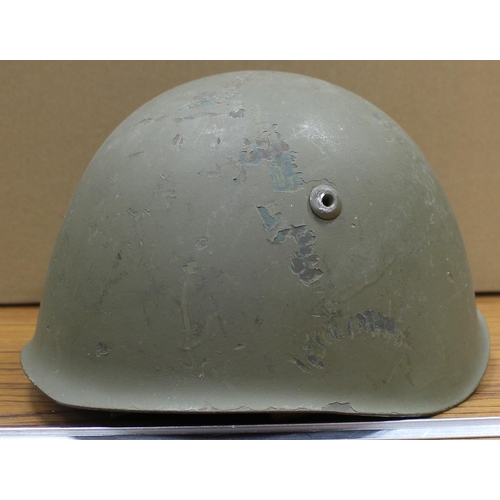 121 - Helmet range all fitted with liners in mixed condition with Greek M1934/39 helmet Size 55, light bro... 