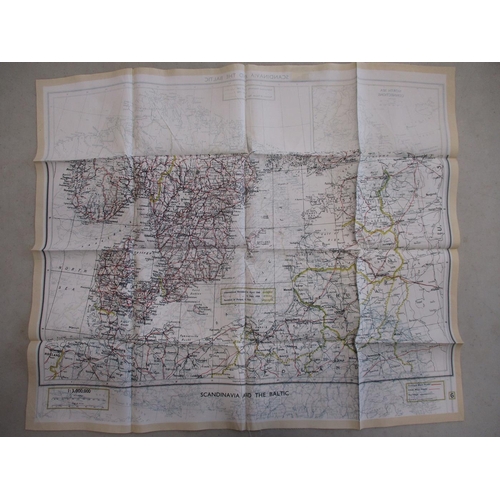 129 - WW2 RAF silk escape map for Scandinavia & the Baltic, post 1940 showing partition of Poland, 55cm x ... 