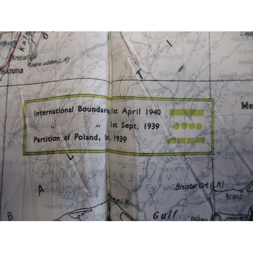 129 - WW2 RAF silk escape map for Scandinavia & the Baltic, post 1940 showing partition of Poland, 55cm x ... 