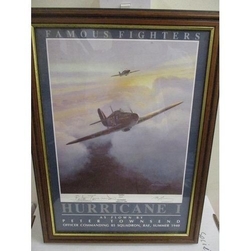 135 - No 605 Sqn RAF Collection. Framed range with:
1. Large charcoal drawing of Flying Officer Kenneth Da... 