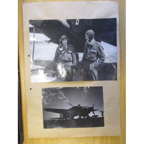 135 - No 605 Sqn RAF Collection. Framed range with:
1. Large charcoal drawing of Flying Officer Kenneth Da... 