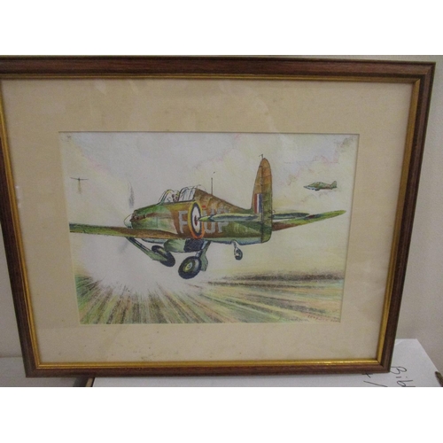 135 - No 605 Sqn RAF Collection. Framed range with:
1. Large charcoal drawing of Flying Officer Kenneth Da... 