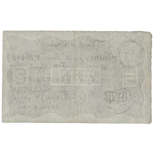 163 - Pair of white banknotes, with C.P. Mahon £10 1927 (16 Jul) 136/L 89192 very fine and L.K. O'Brien £5... 