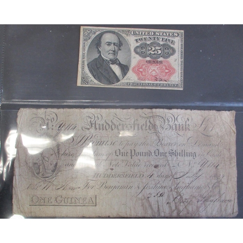 203 - Collection of mostly 1800s banknotes in album, generally good fine or better, includes England Hudde... 