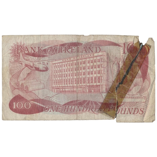 223 - Northern Ireland. Bank of Ireland. A.S.J. O'Neill. £100 A031784, tape to repair tear, graffiti 400 c... 