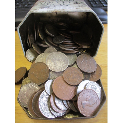 292 - Accumulation in tins and bag, includes 1902 crown, various half crowns, florins shillings etc in mix... 