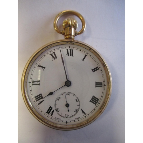 325 - Swiss 15 jewels 9ct gold cased gentleman's pocket watch and chain, white face, no maker's name, Swis... 