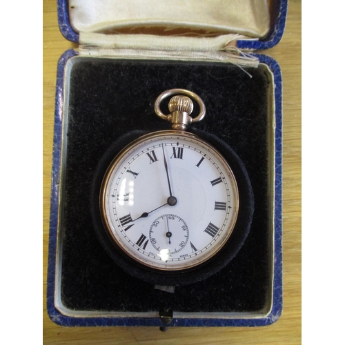 325 - Swiss 15 jewels 9ct gold cased gentleman's pocket watch and chain, white face, no maker's name, Swis... 