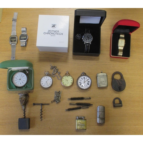 327 - Collection including pocket watches (4), wrist watch Zeitner in box, Lorus Quartz in Ingersoll box, ... 