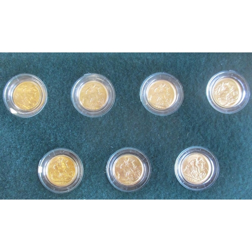 328A - Investment Gold Lot - documents required. George V cased sovereign set of 7 mintmarks (1911O, 1911S,... 