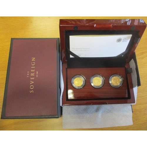 334 - Investment Gold Lot - documents required. 2016 Queen Victoria Portrait cased set of 3 sovereigns (18... 