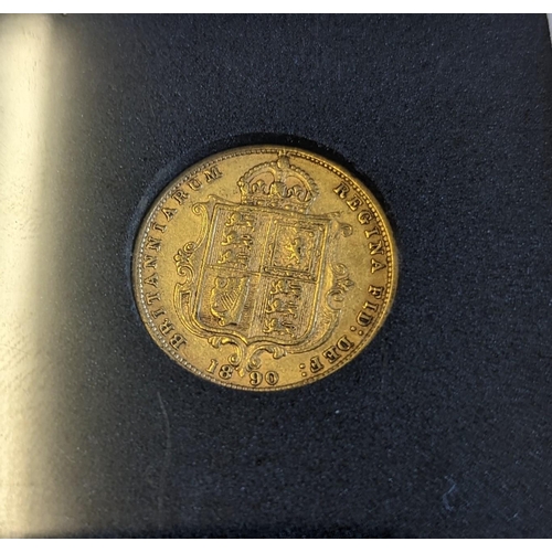 342 - Investment Gold Lot - Documents Required. 1890 half sovereign fine. (Y)