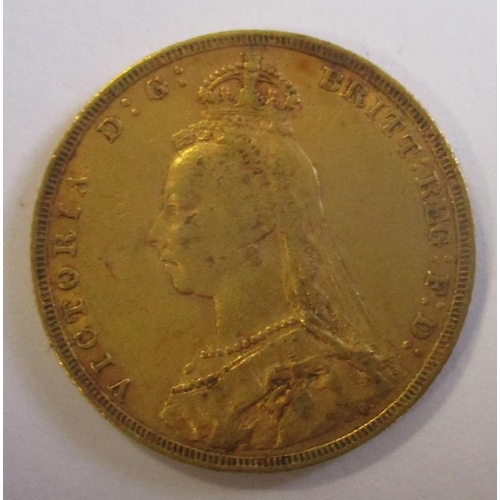 346 - Investment Gold Lot - documents required. 1892 sovereign fine. (Y)