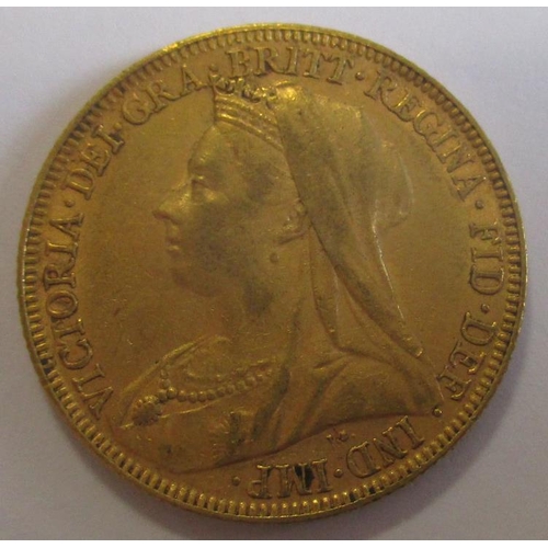 352 - Investment Gold Lot - documents required. 1893 sovereign fine. (Y)