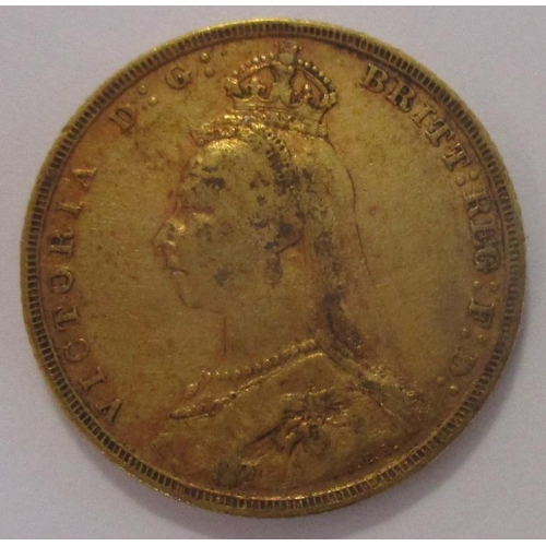 354 - Investment Gold Lot - documents required. 1893M sovereign fine. (Y)