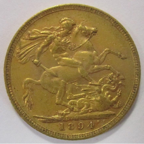 357 - Investment Gold Lot - documents required. 1894M sovereign fine. (Y)