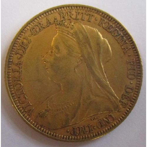 359 - Investment Gold Lot - documents required. 1895M sovereign fine. (Y)