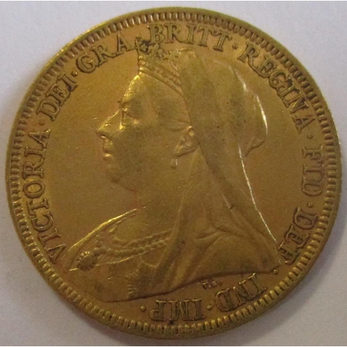 364 - Investment Gold Lot - documents required. 1896S sovereign fine. (Y)